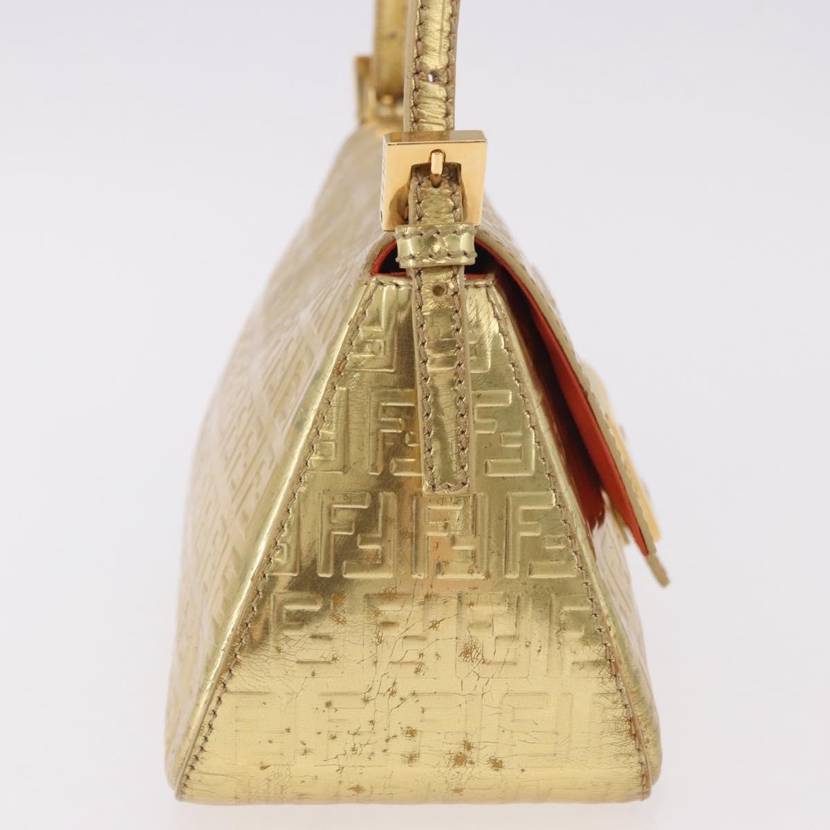 Fendi Mamma Baguette Zucchino canvas, Gold, Canvas, Shoulder Bag