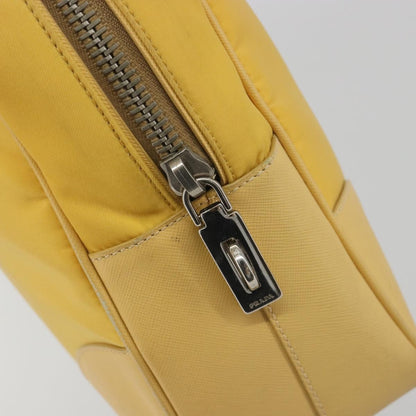 Prada Bauletto Tessuto with Saffiano Leather, Yellow, Canvas, Handbag