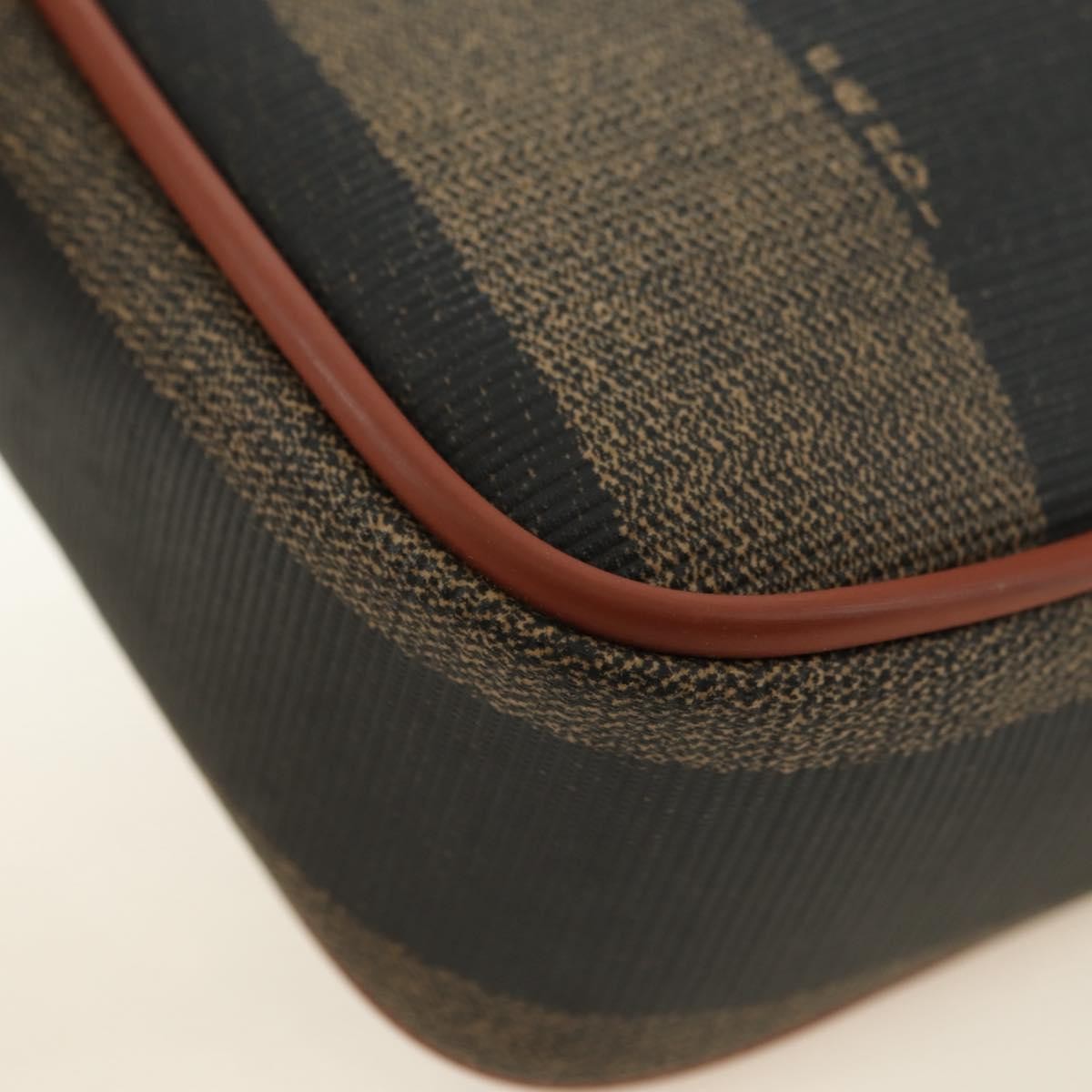 Fendi Vintage Pequin Coated Canvas, Brown, Canvas, Tote Bag
