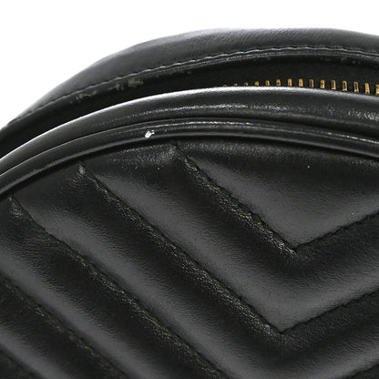Saint Laurent Vinyle Round Camera Matelasse Chevron Leather, Black, Leather, Crossbody Bag