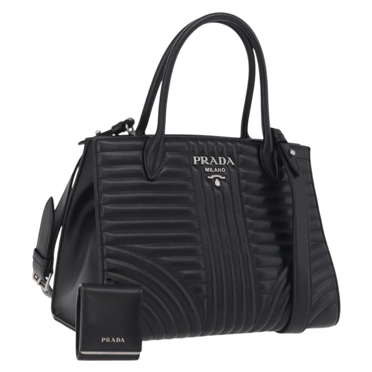 Prada Double Zip Diagramme Quilted Leather, Black, Leather, Tote Bag