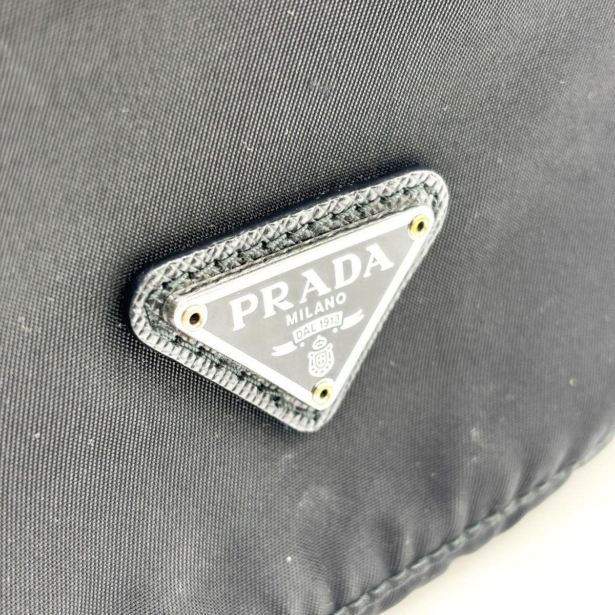 Prada Vela Drawstring Bucket Tessuto, Black, Nylon, Clutch