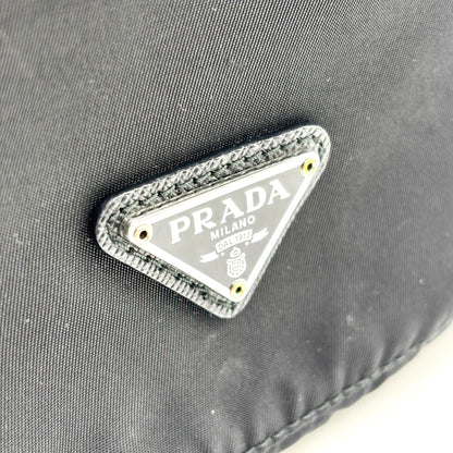 Prada Vela Drawstring Bucket Tessuto, Black, Nylon, Clutch