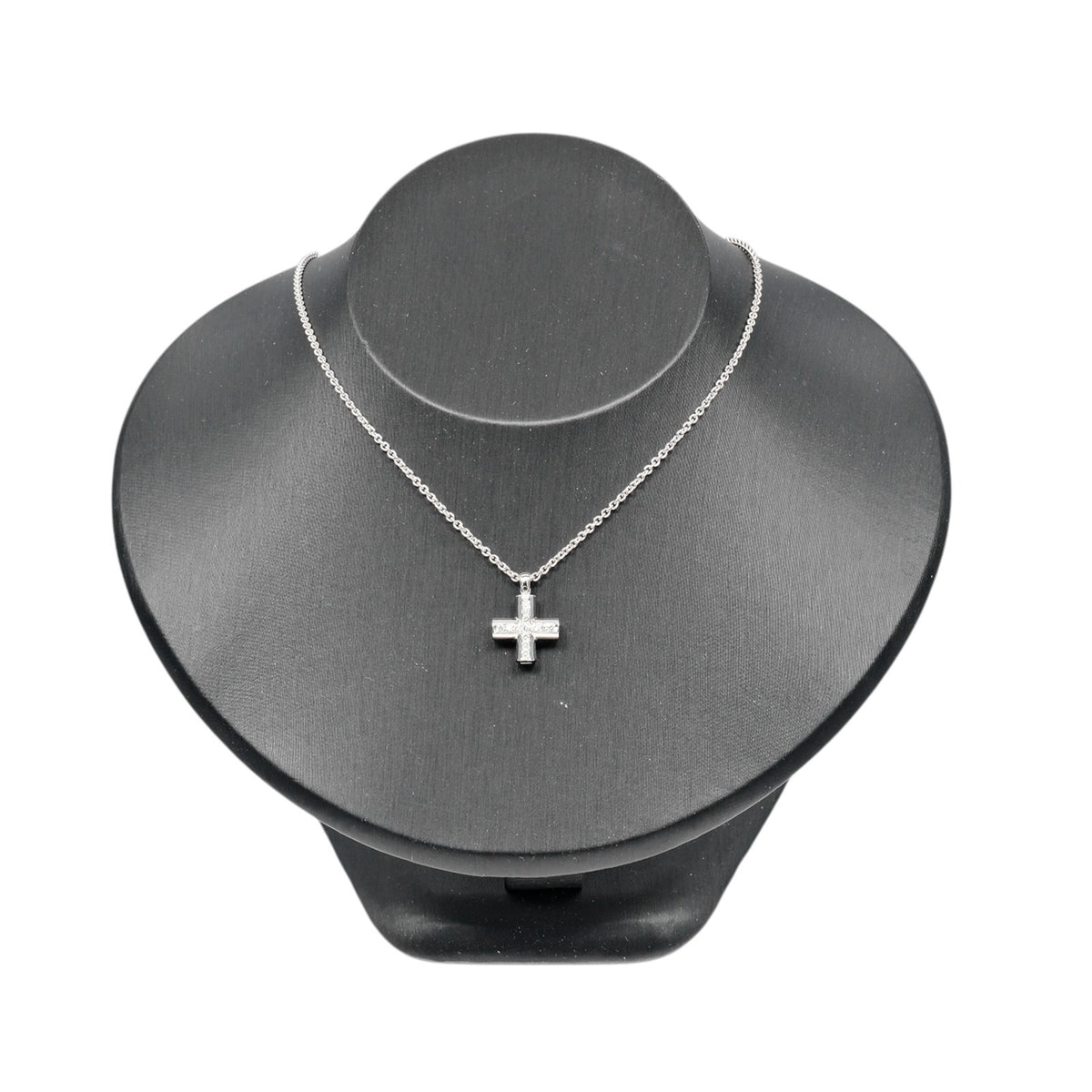 Bvlgari Greek Cross 18K White Gold with Diamonds, Silver, White Gold, Necklace