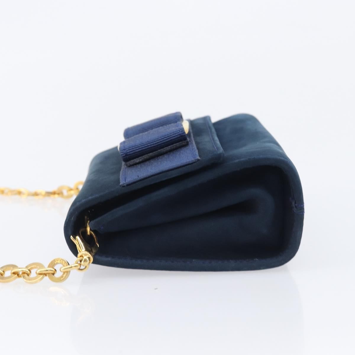 Salvatore Ferragamo Ginny Chain Waist Suede, Navy, Suede, Handbag