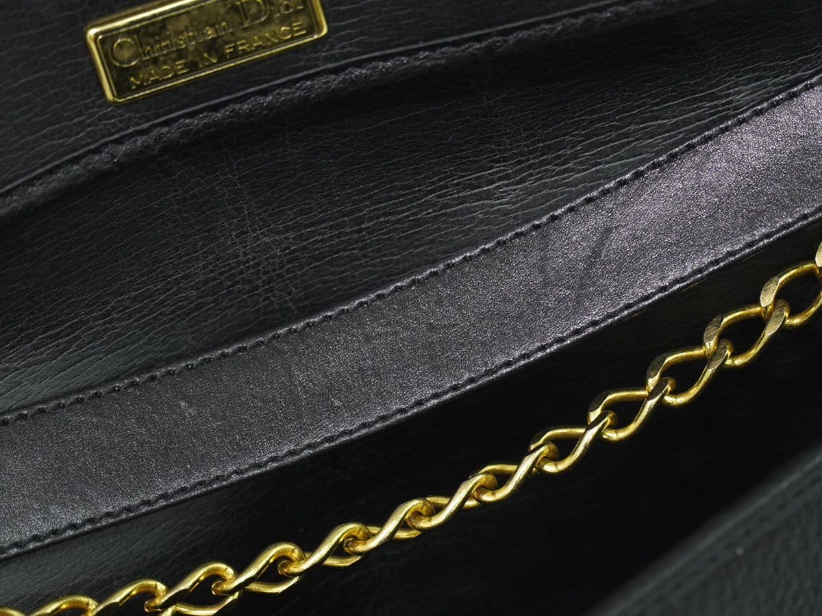 Christian Dior Shoulder Leather, Black, Leather, Shoulder Bag