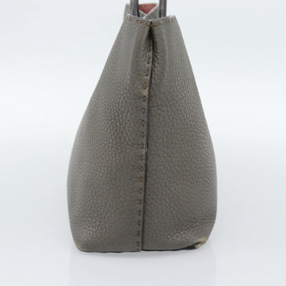 Fendi Selleria Carla Leather, Gray, Leather, Tote Bag