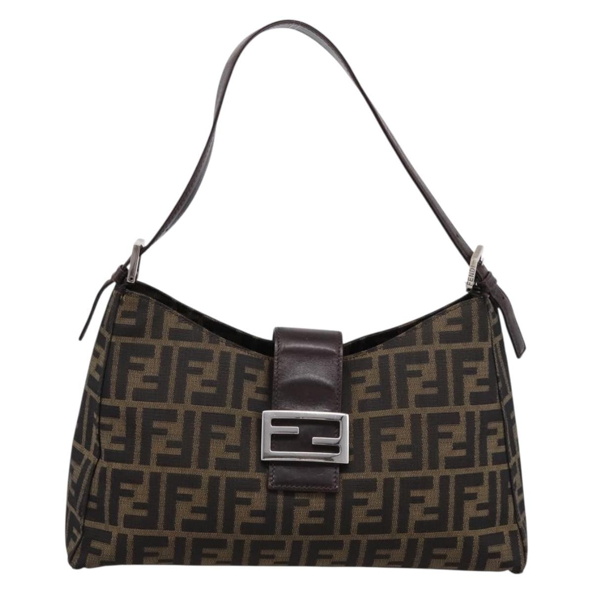 Fendi Mamma Baguette Shoulder Bag Zucca Canvas, Black, Canvas, Handbag