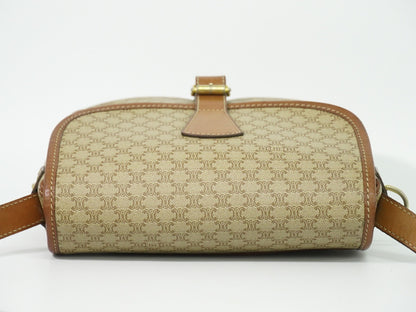 Celine Vintage Macadam Canvas and Leather, Beige, Canvas, Shoulder Bag