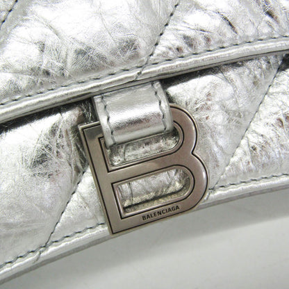 Balenciaga Crush Chain Flap Leather, Silver, Leather, Handbag