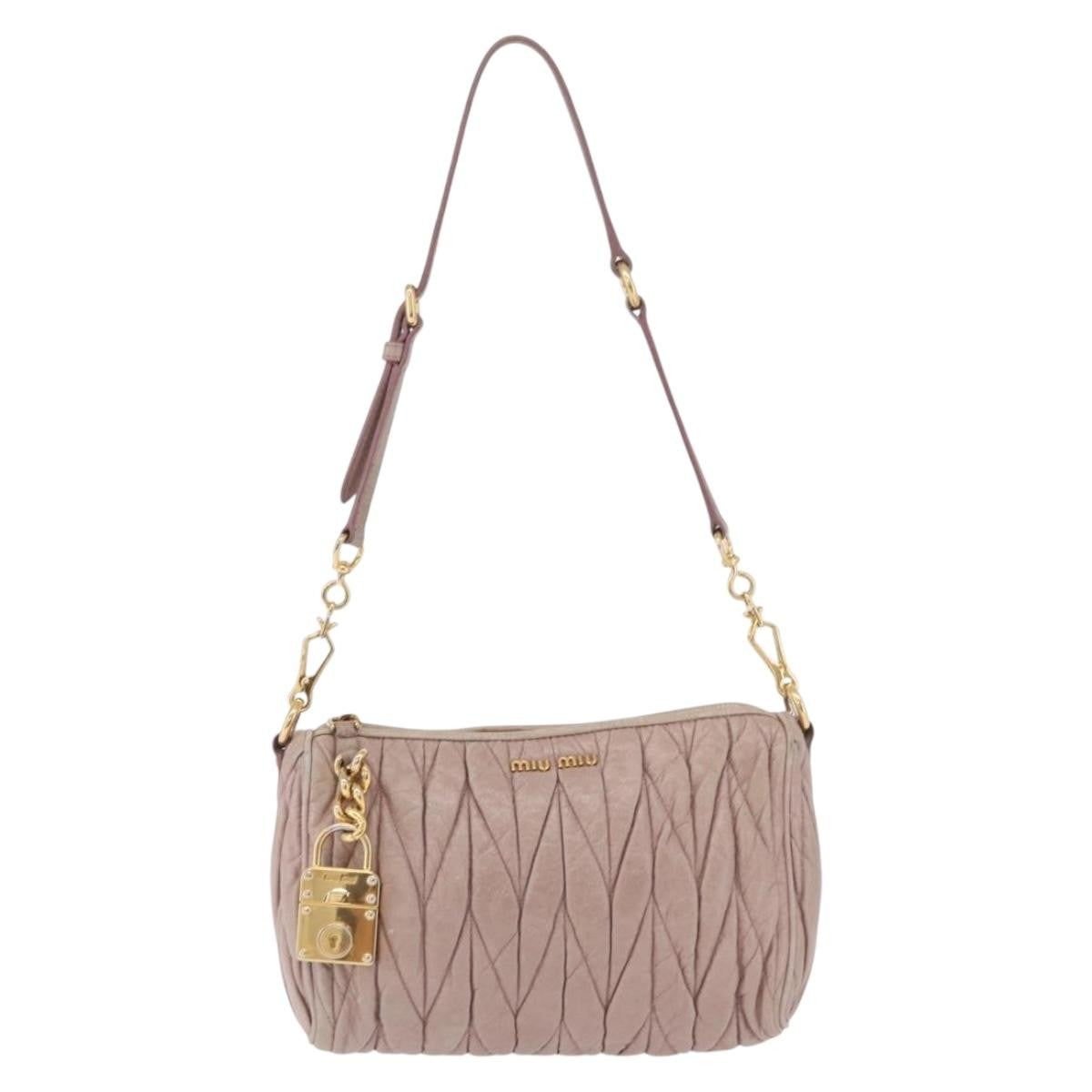 Miu Miu Shoulder Matelasse Leather, Pink, Leather, Shoulder Bag