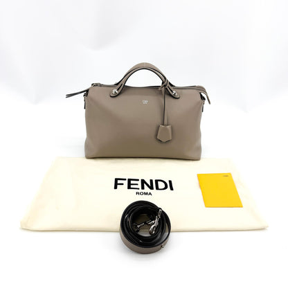 Fendi By The Way Satchel Calfskin, Beige, Leather, Handbag