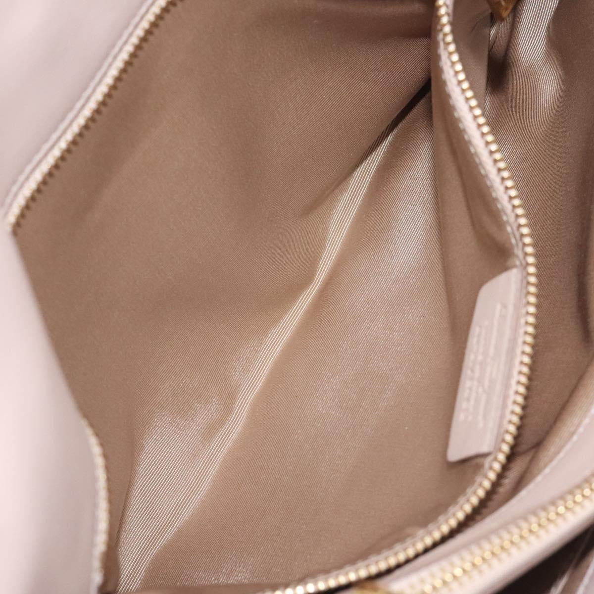 Salvatore Ferragamo Chain Gancini Jacquard with Studded Leather, Beige, Leather, Shoulder Bag