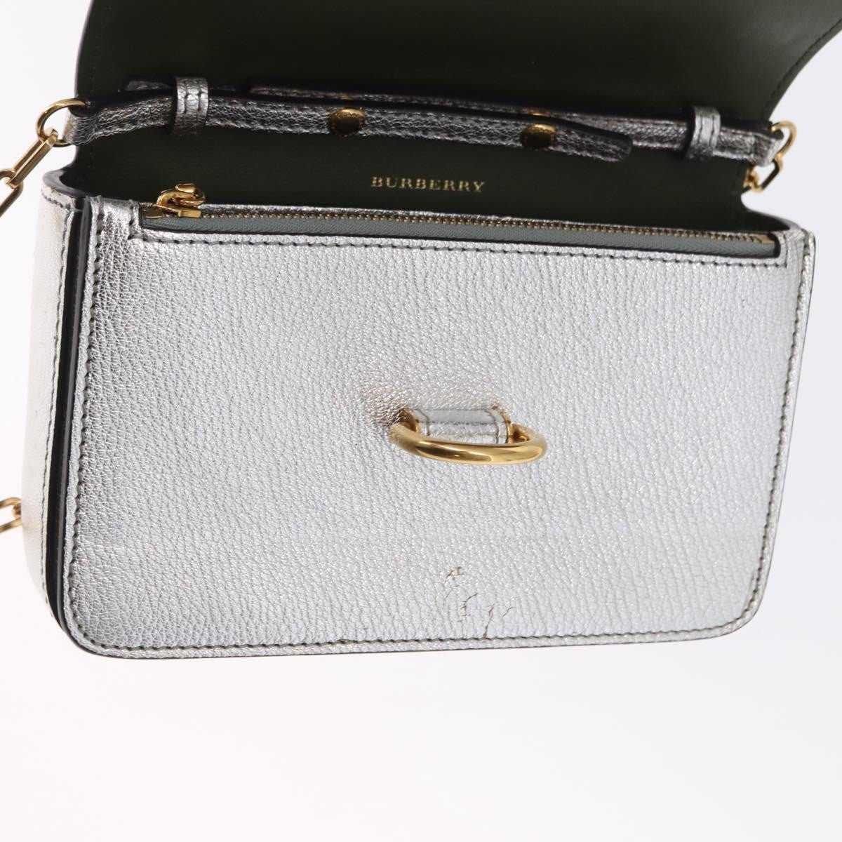 Burberry D-Ring Chain Leather, Silver, Leather, Shoulder Bag