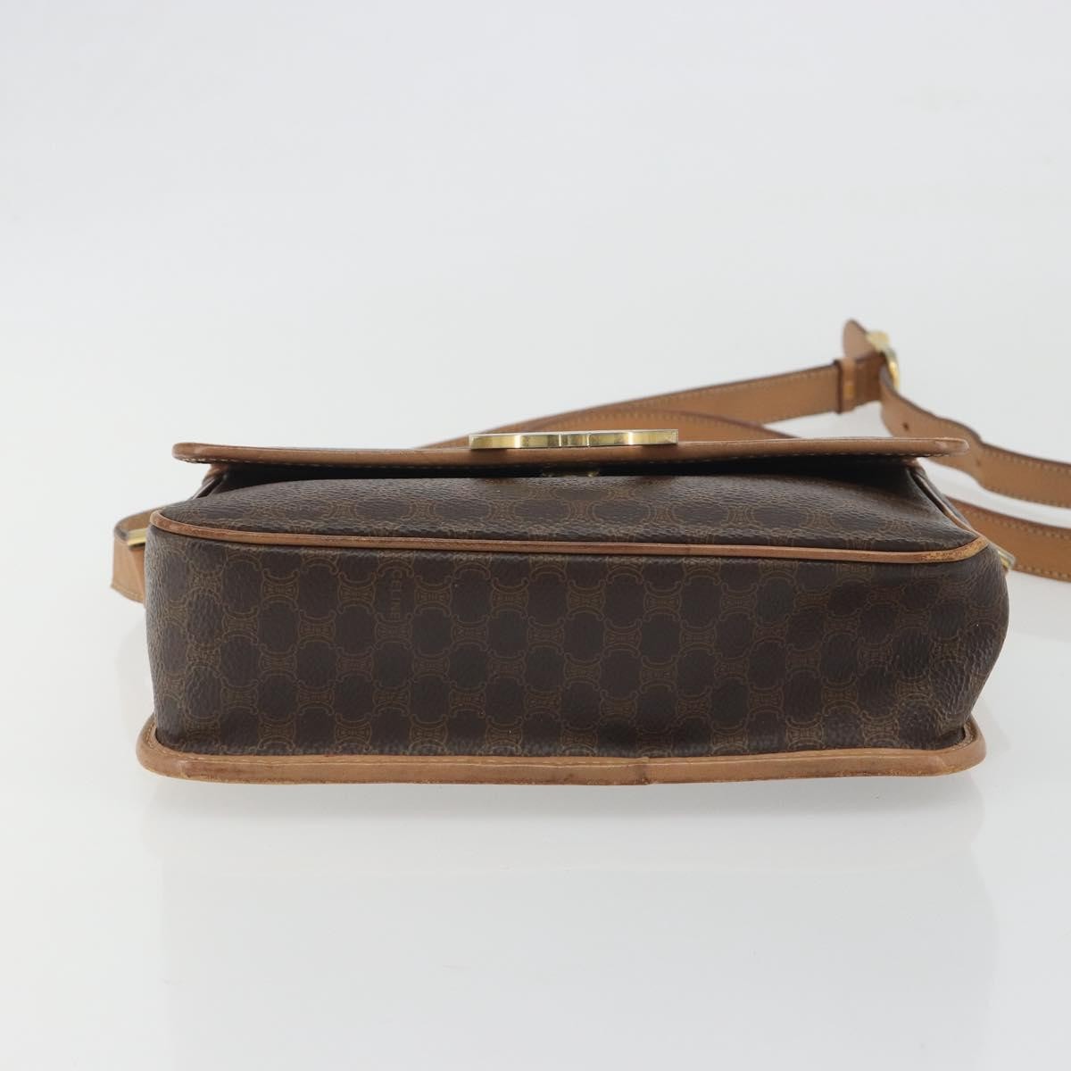 Celine Vintage Macadam Circle Logo Canvas and Leather, Brown, Canvas, Shoulder Bag