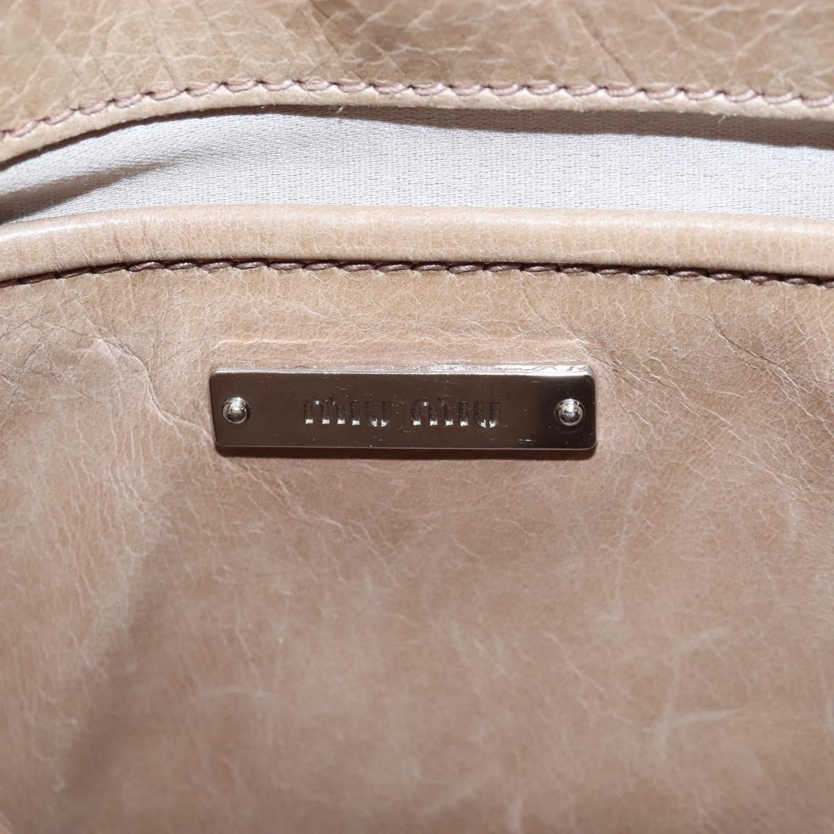 Miu Miu Bow Satchel Cervo Leather, Beige, Leather, Handbag