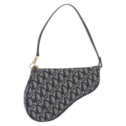 Christian Dior Vintage Saddle Bag Canvas, Navy, Canvas, Clutch