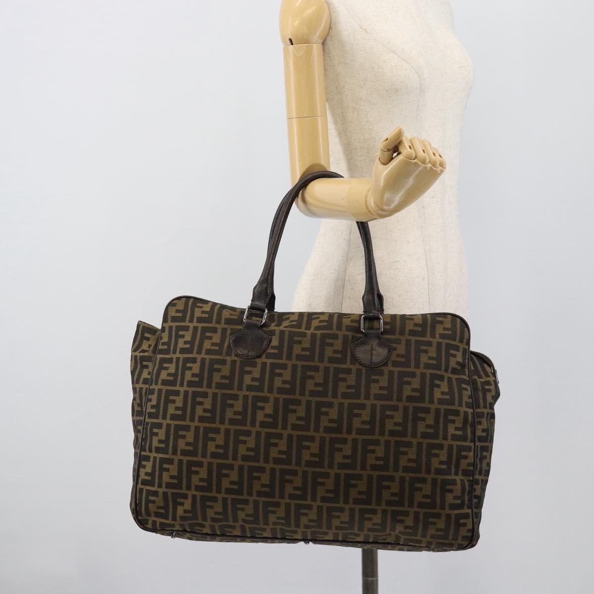 Fendi Vintage Zip Tote Zucca Canvas, Khaki, Canvas, Tote Bag