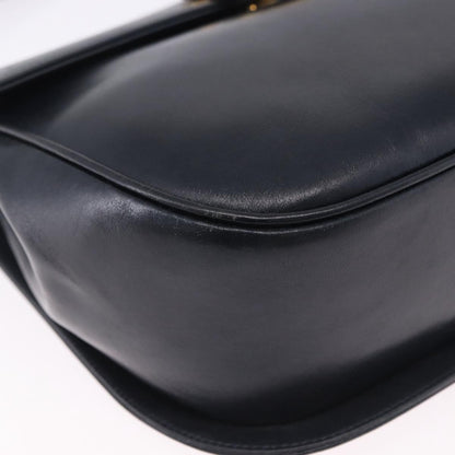 Salvatore Ferragamo Gancini Leather, Navy, Leather, Shoulder Bag