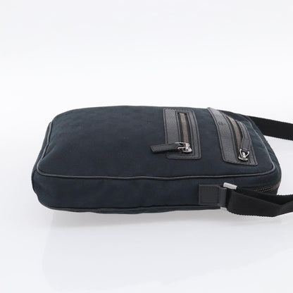Gucci Front Zip Messenger Canvas and Leather, Black, Canvas, Crossbody Bag
