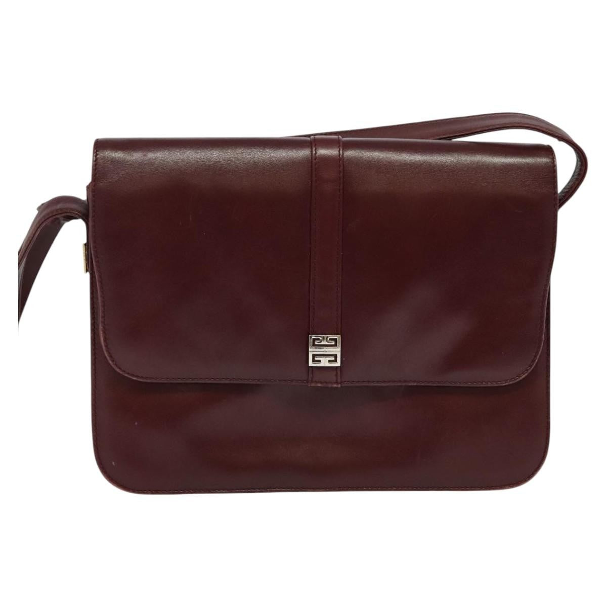 Givenchy Vintage 4G Leather, Burgundy, Leather, Shoulder Bag