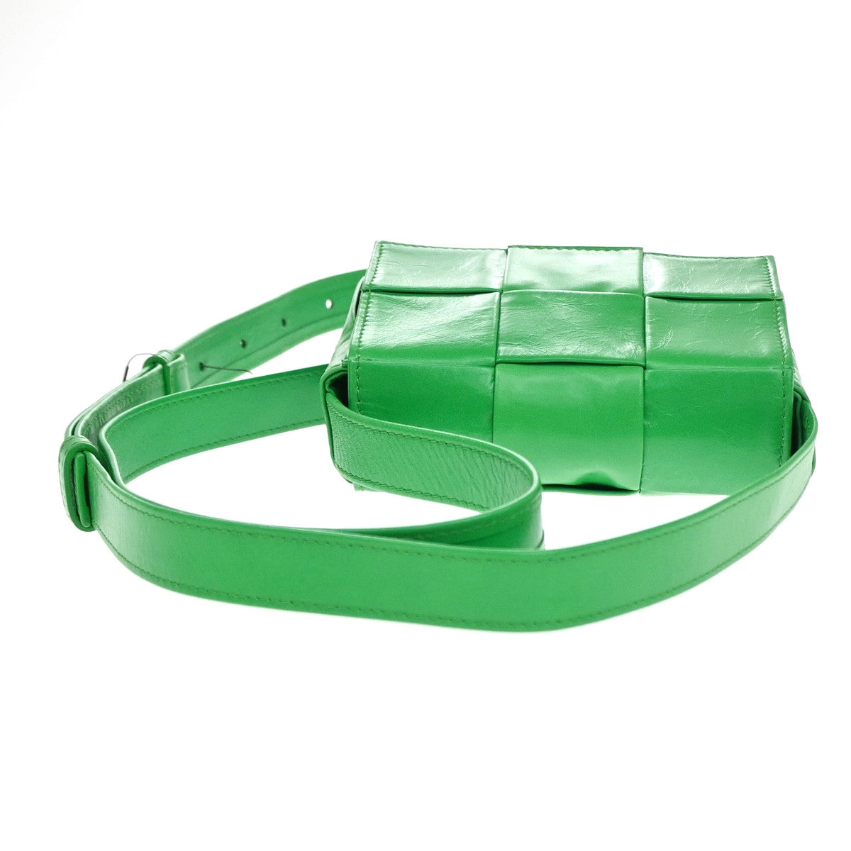 Bottega Veneta Cassette Maxi Intrecciato Leather, Green, Leather, Crossbody Bag