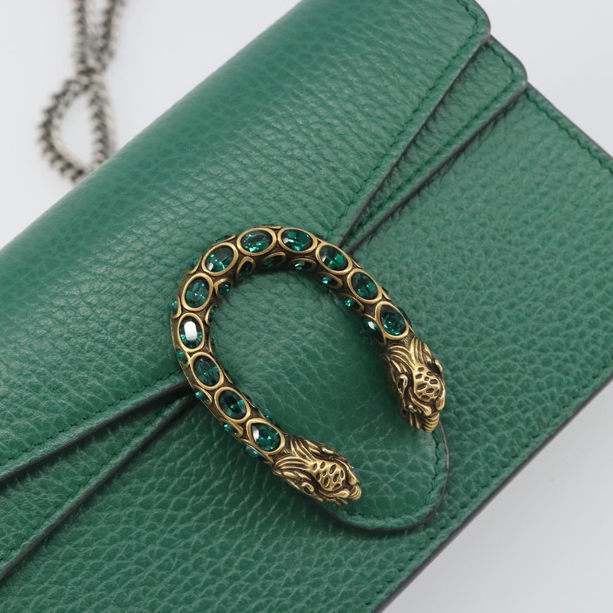 Gucci Dionysus Leather, Green, Leather, Shoulder Bag