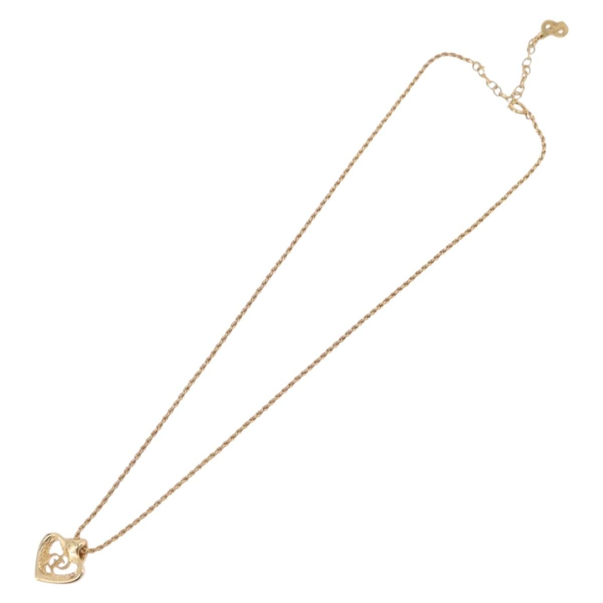 Christian Dior Vintage CD Heart Pendant Metal, Gold, Metal, Necklace