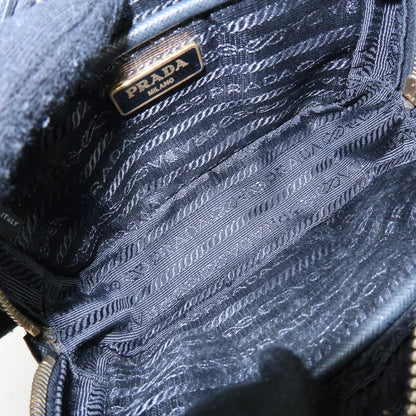 Prada Bow Camera Saffiano Leather, Black, Leather, Crossbody Bag