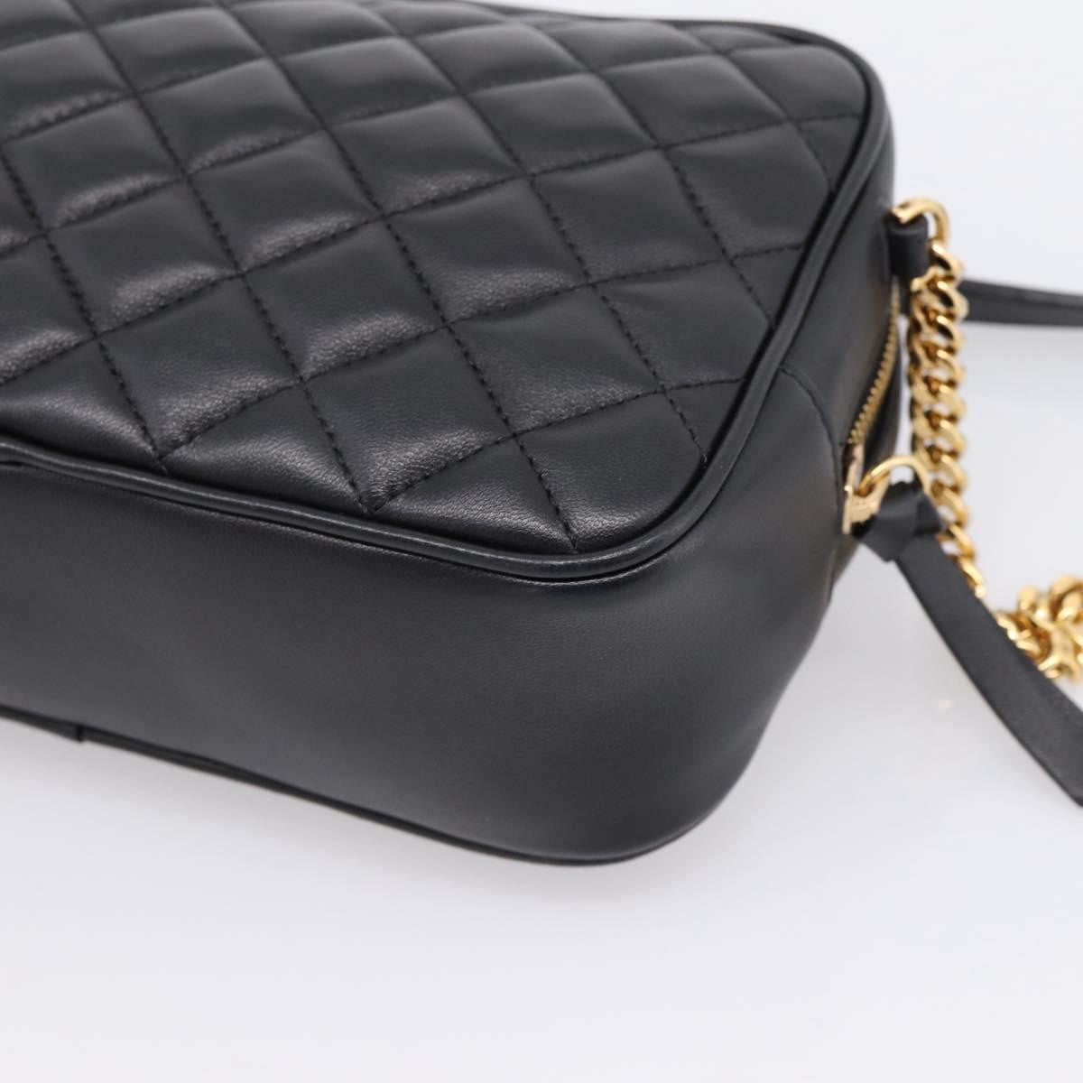 Versace Medusa Icon Front Slip Pocket Camera Quilted Leather, Black, Leather, Handbag
