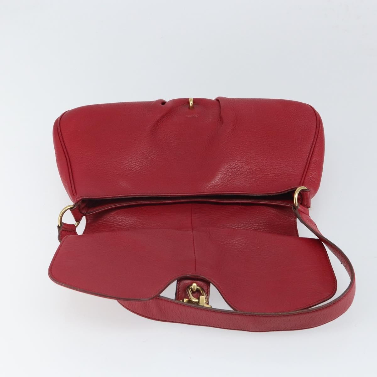 Salvatore Ferragamo Gancini Leather, Red, Leather, Shoulder Bag