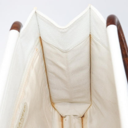 Chanel Vintage Wooden Quilted Caviar, White, Leather, Tote Bag