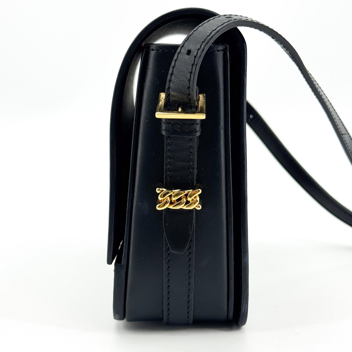 Burberry Grace Flap Horseferry Printed Leather, Black, Leather, Shoulder Bag