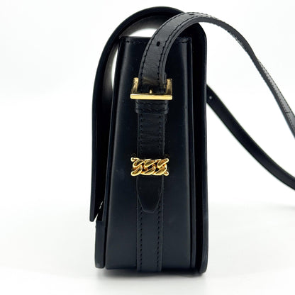 Burberry Grace Flap Horseferry Printed Leather, Black, Leather, Shoulder Bag