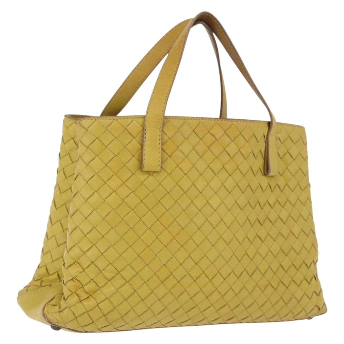 Bottega Veneta Belted Intrecciato Nappa, Yellow, Leather, Tote Bag