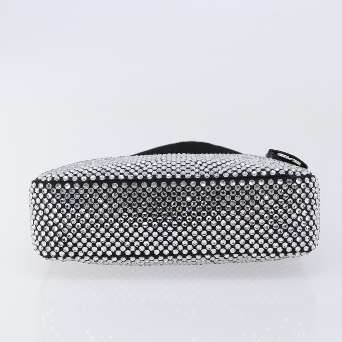 Prada Re-Edition 2000 Hobo Crystal Embellished Satin, Silver, Silk, Shoulder Bag