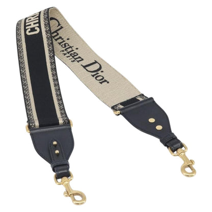 Christian Dior Logo Shoulder Strap Embroidered Canvas, Navy, Canvas, Straps