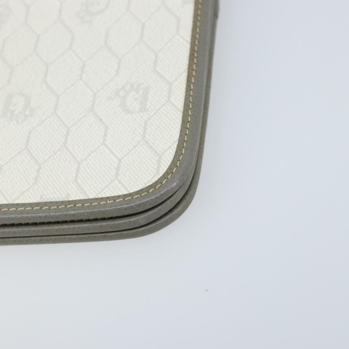 Christian Dior Vintage Honeycomb Zip Coated Canvas, White, Canvas, Clutch