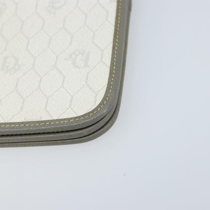 Christian Dior Vintage Honeycomb Zip Coated Canvas, White, Canvas, Clutch