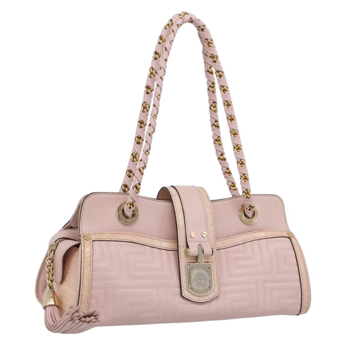 Versace Vintage Tote Leather, Pink, Leather, Tote Bag