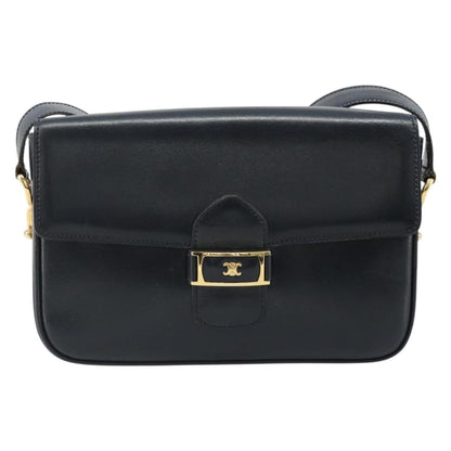 Celine Shoulder Leather, Navy, Leather, Shoulder Bag