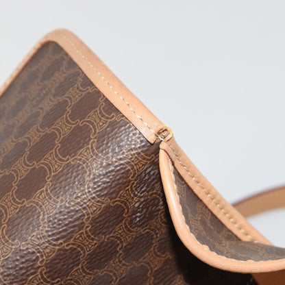 Celine Vintage Macadam Circle Logo Canvas and Leather, Brown, Canvas, Shoulder Bag