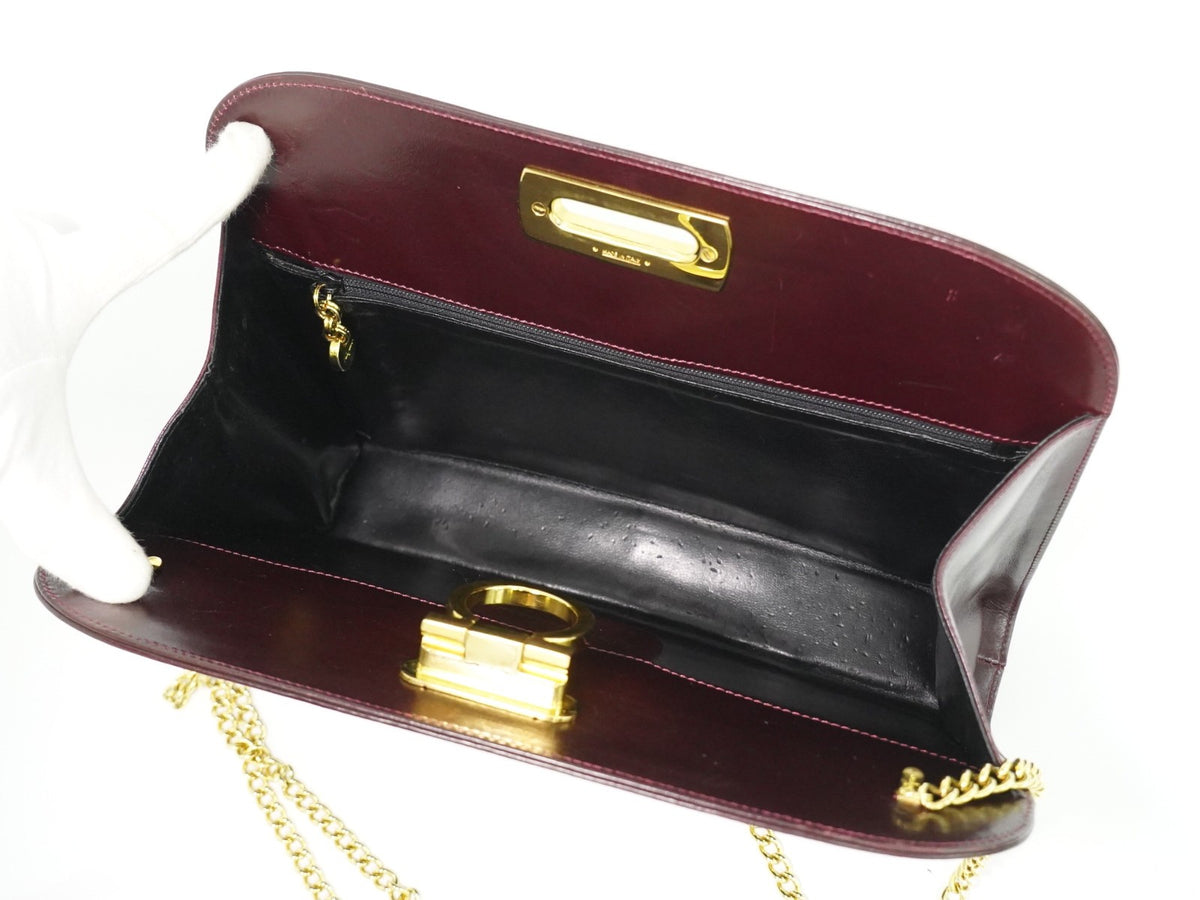 Salvatore Ferragamo Vintage Gancini Chain Leather, Burgundy, Leather, Shoulder Bag