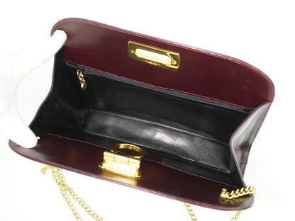 Salvatore Ferragamo Vintage Gancini Chain Leather, Burgundy, Leather, Shoulder Bag
