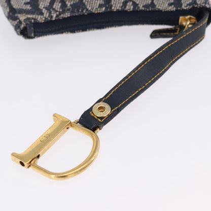 Christian Dior Vintage Saddle Zip Coin Purse Diorissimo Canvas, Navy, Canvas, Clutch