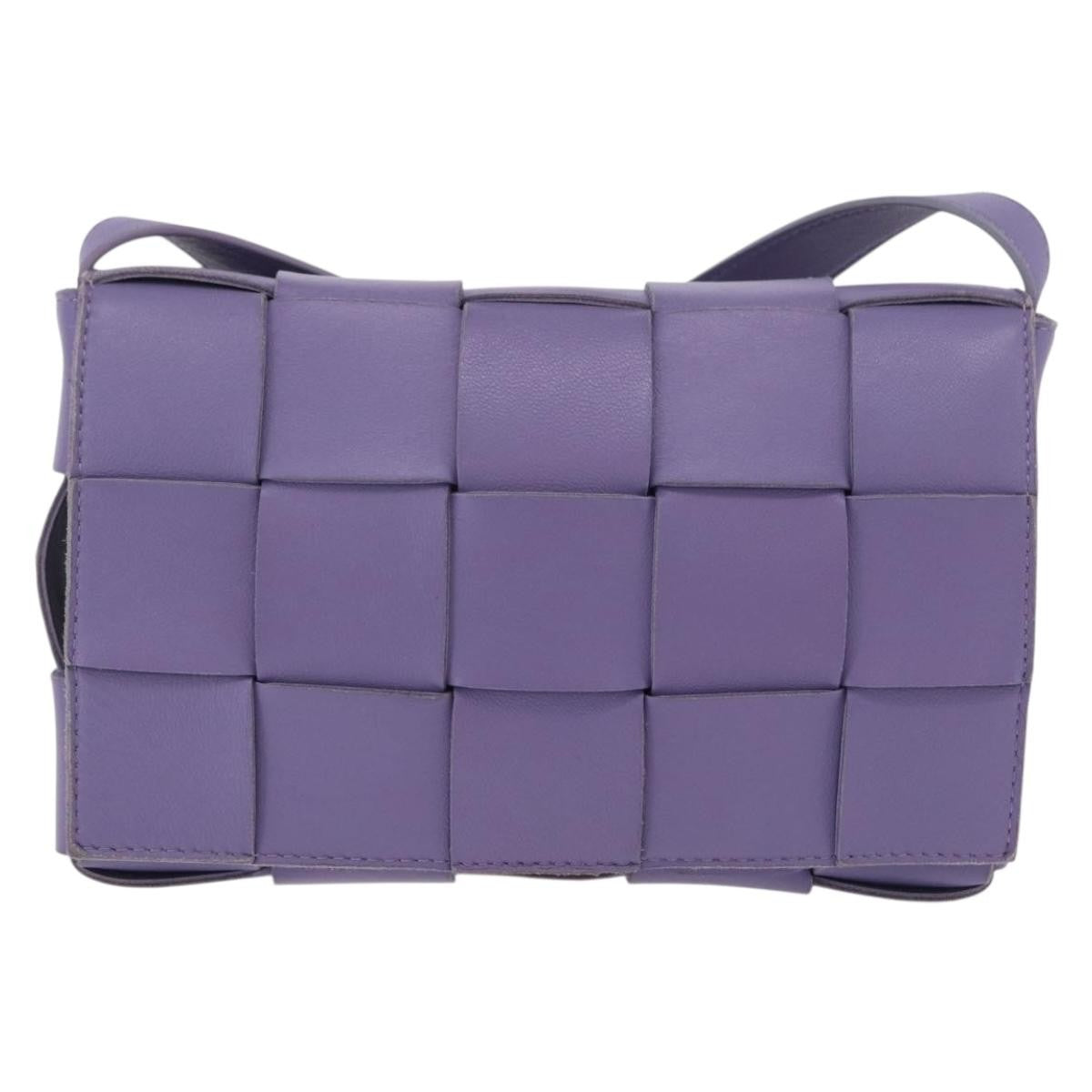 Bottega Veneta Cassette Maxi Intrecciato Leather, Purple, Leather, Crossbody Bag