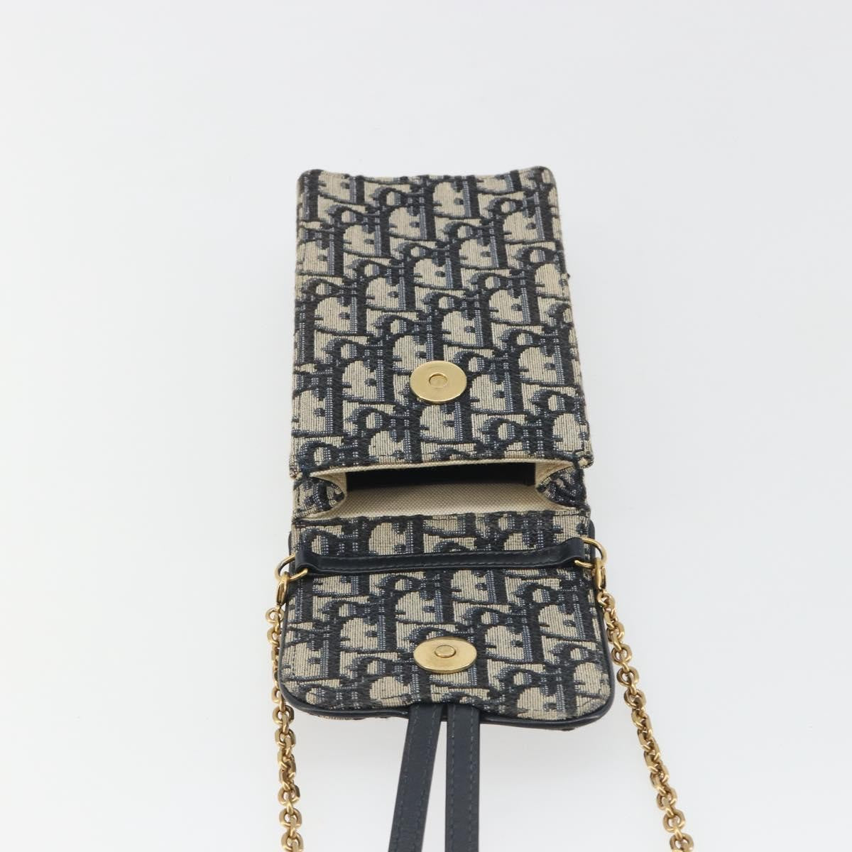 Christian Dior Phone Case Oblique Canvas, Navy, Canvas, Clutch