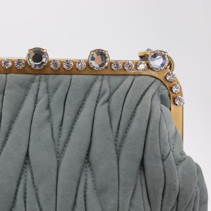 Miu Miu Matelassé Frame Clutch Matelassé Leather, Gray, Suede, Clutch