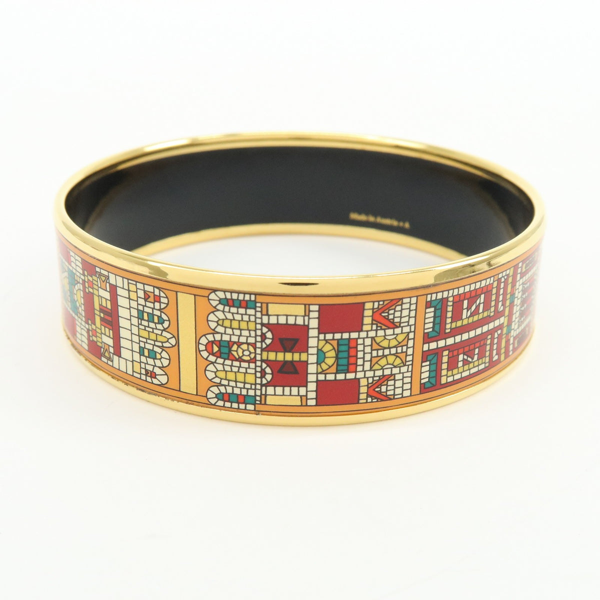 Hermes Caleche Bangle Enamel, Gold, Gold Plated, Bracelet