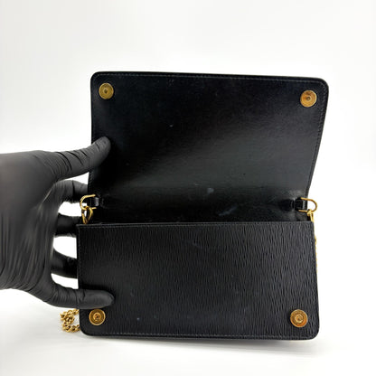 Prada Wallet on Chain Saffiano Leather, Black, Leather, Crossbody Bag